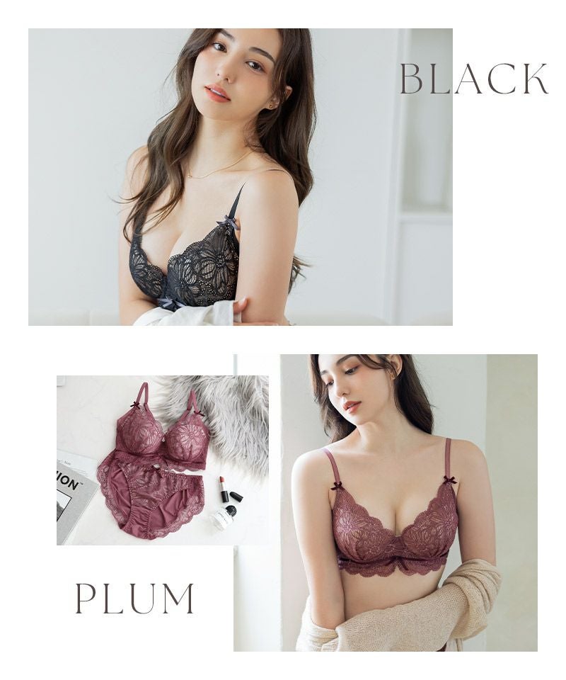 EFGカップ】vivanteダリアレースブラ&ショーツ / 補正ブラに見えない脇