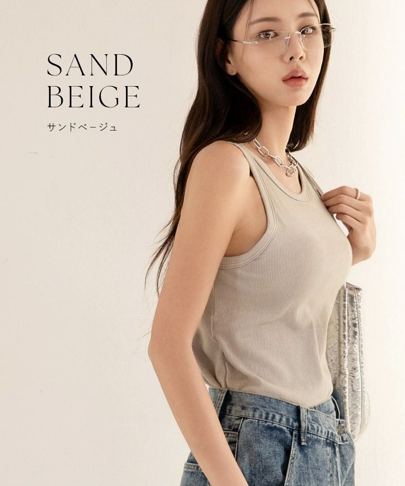 カップ付きアメリカンスリーブリブタンクトップ《BRAmone Fashion Easy