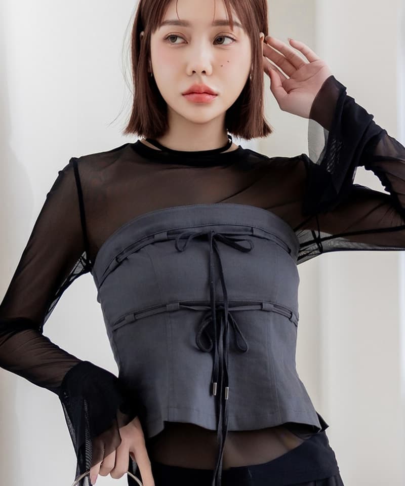 カップ付きツインリボンビスチェ《BRAmone Fashion Easy》