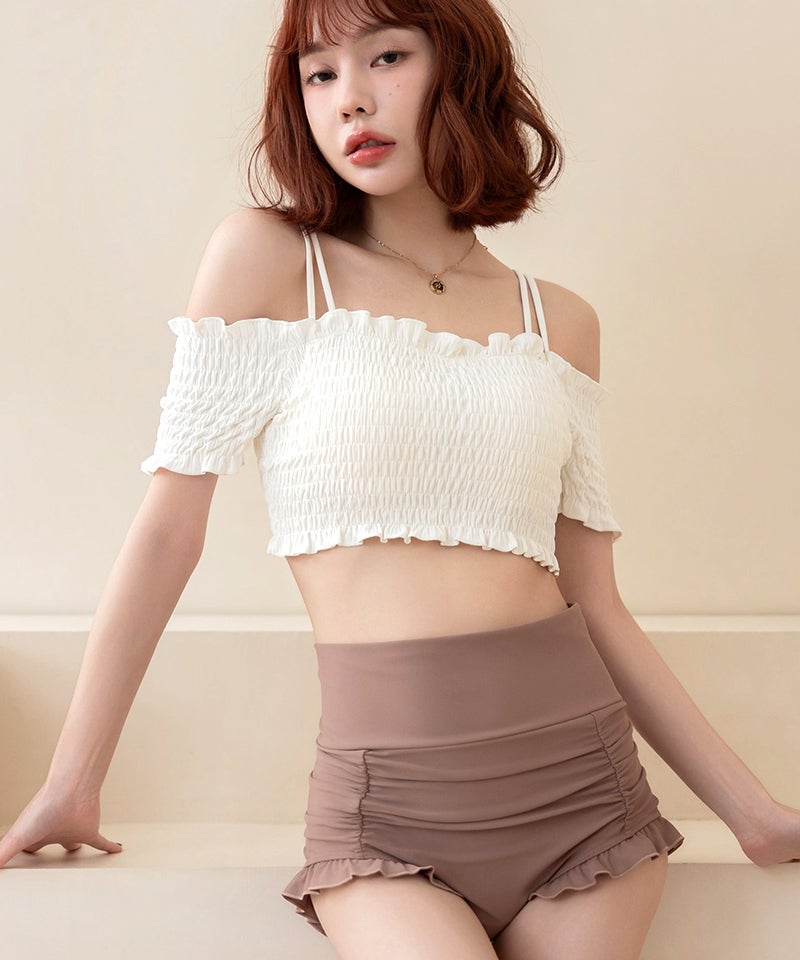 ≪2cup盛り≫「ブラモネ」オフショルダービキニ 3点セット